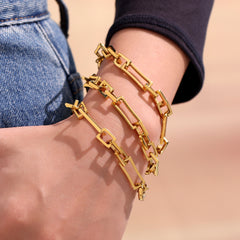 18K Gold-Plated Geometric Link Bracelet