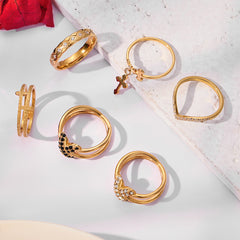 Cubic Zirconia V-Band and Charm Ring Designs