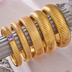 18K Gold-Plated Ribbed Flexible Bracelet