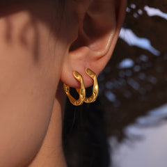 Twisted Stainless Steel Hoop Earrings