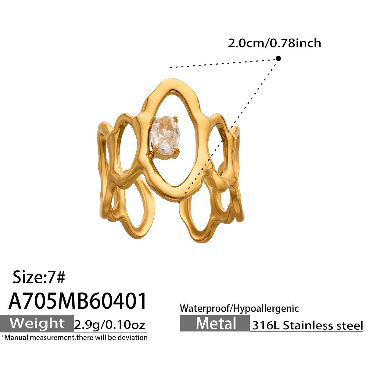 Glass Accent and Open Heart Statement Rings