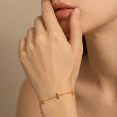18K Gold-Plated Bar Link Bracelet