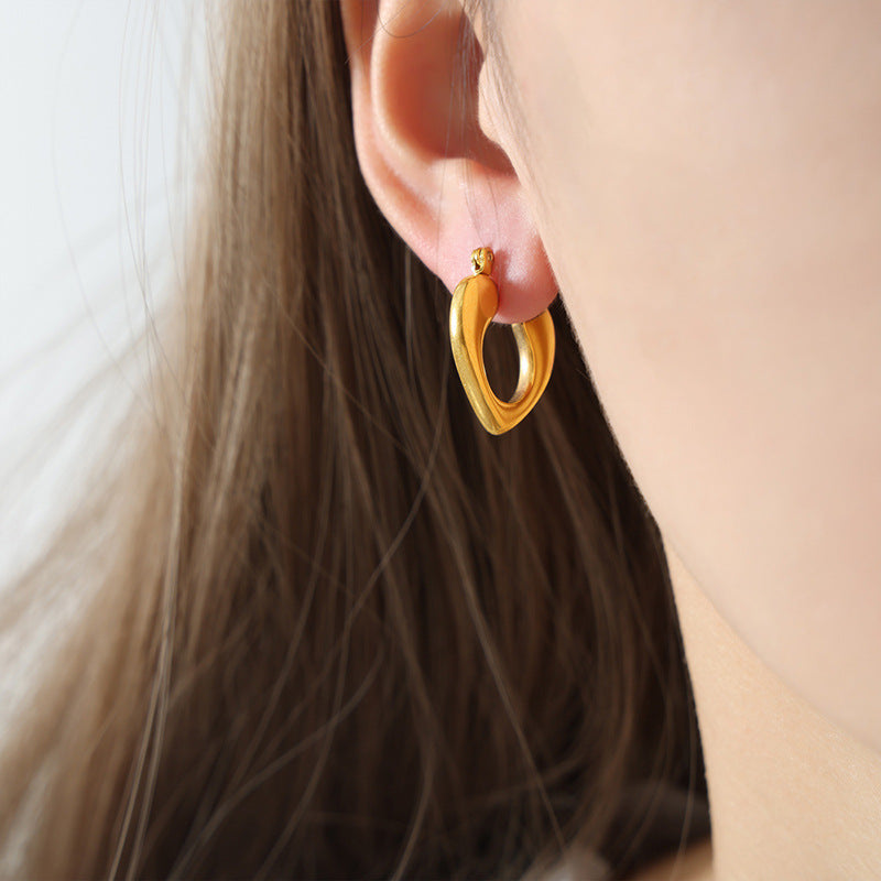 Gold-Tone Sculptural Heart Hoop Earrings