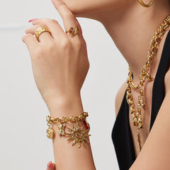Sun Heart and Bear Multi-Charm Necklace or Bracelet