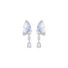 Daphne Pearl Butterfly Drop Earrings
