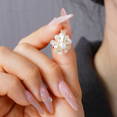 Camille Vintage-Inspired Pearl Floral Stud Earrings No. 659771