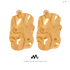 Sculptural Crinkled Rectangle Stud Earrings