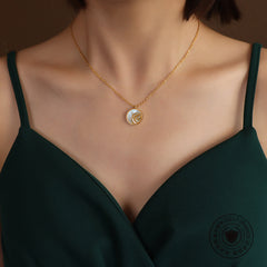 18K Gold-Plated Shell Rose Coin Pendant Necklace