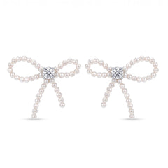 Camille Vintage-Inspired Pearl Bow Stud Earrings