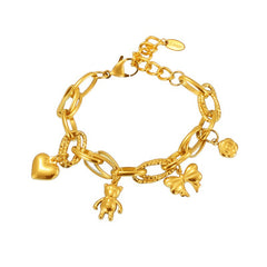 Bear, Bow and Heart Charm Bracelet or Pendant