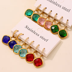 Faceted Color Stone Drop Earrings