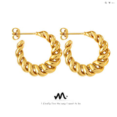 Twisted Open C-Shaped Brass Hoop Earrings