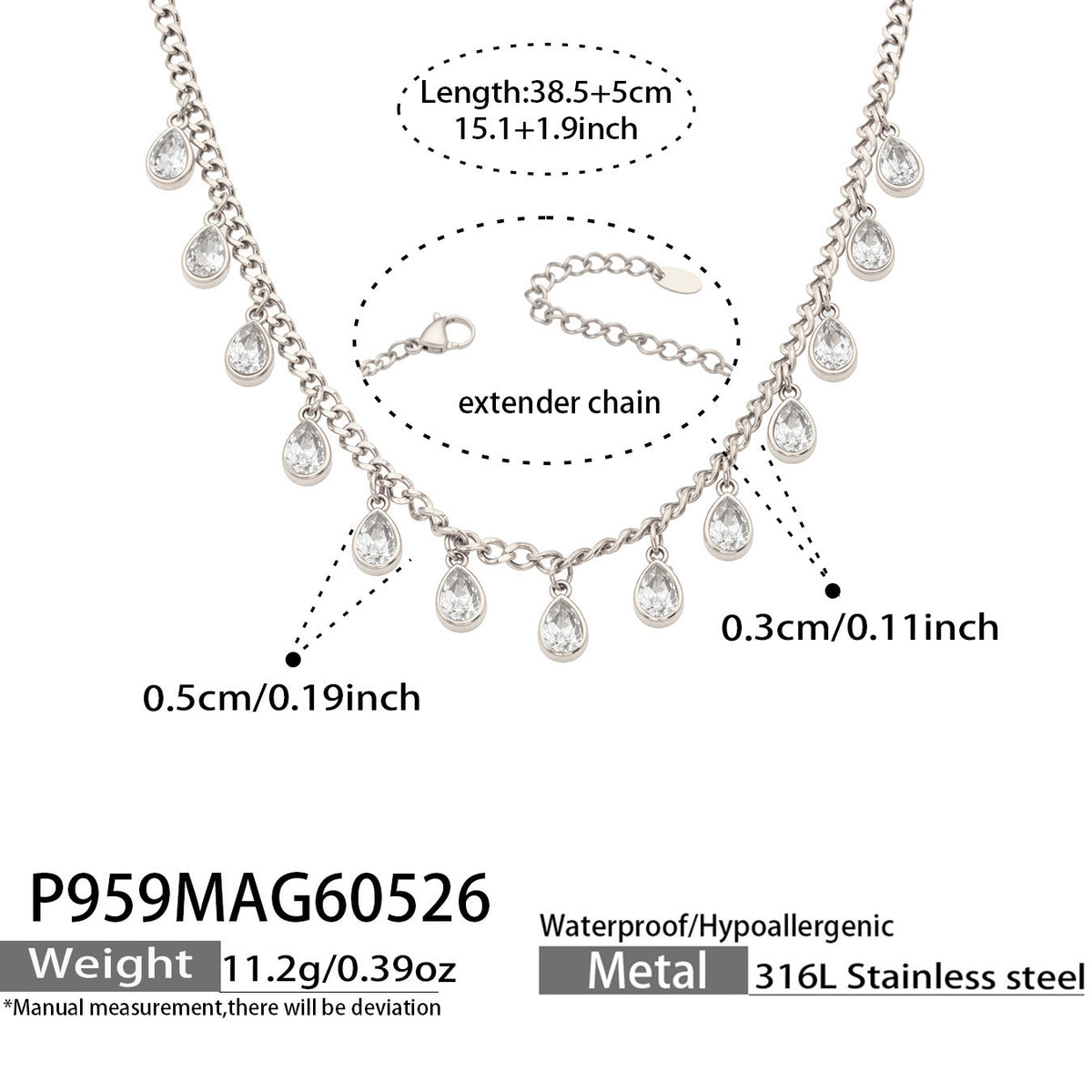 18K Gold-Plated Cubic Zirconia Drop Charm Necklace
