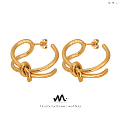 Knotted Stainless Steel Hoop Earrings