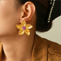 Sculptural Colored Flower Earrings