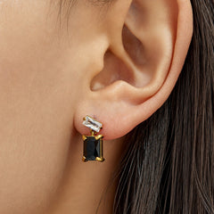 Faceted Rectangle Glass Drop Earrings