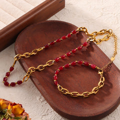 Red Agate and Garnet Bracelet or Necklace