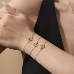 18K Gold-Plated Cubic Zirconia Four-Petal Necklace or Bracelet