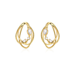 Nadine Sculptural Pavé Geometric Stud Earrings
