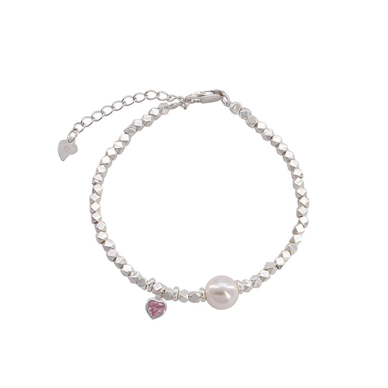 Nicolette Pearl Pavé Heart Bracelet