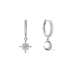 Nadine Asymmetric Pavé Star Stud Earrings
