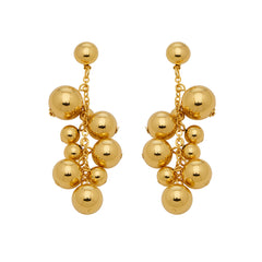 18K Gold-Plated Polished Ball Cluster Drop Earrings