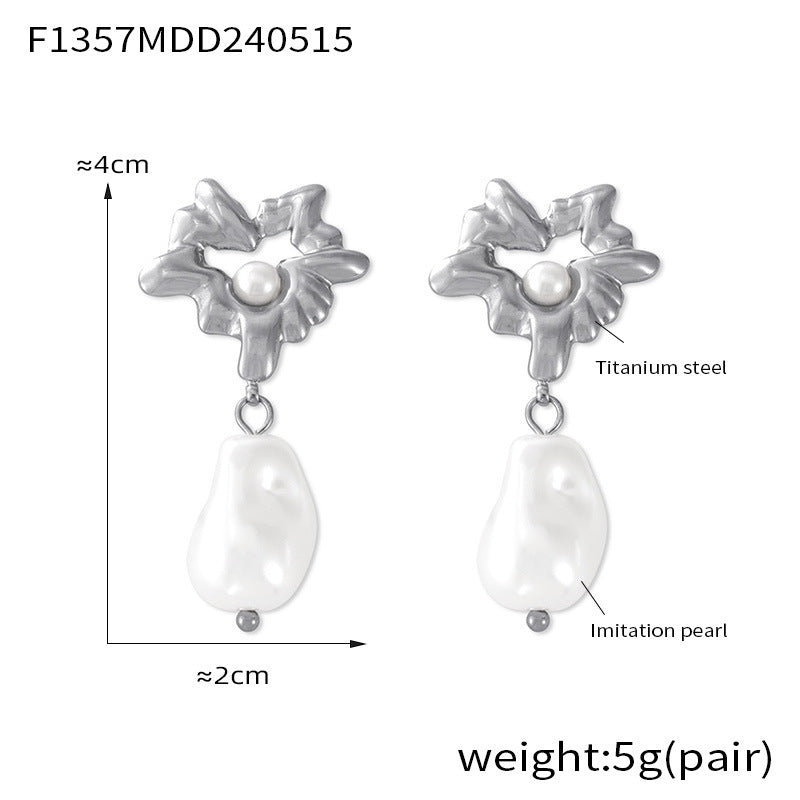 Pearl-Look Sculptural Flower Drop Earrings