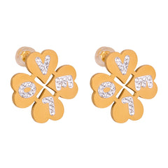 Clover Stone-Accent Stud Earrings