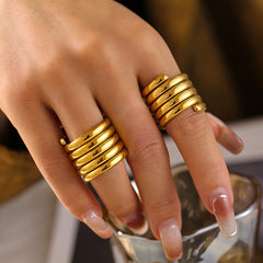 18K Gold-Plated Wrapped Multi-Row Ring