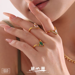 Cubic Zirconia V-Shaped Open Ring