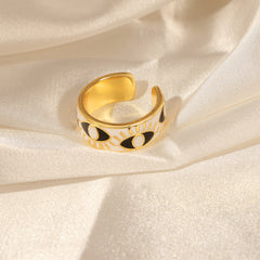 Gold-Tone Enamel Eye Open Ring