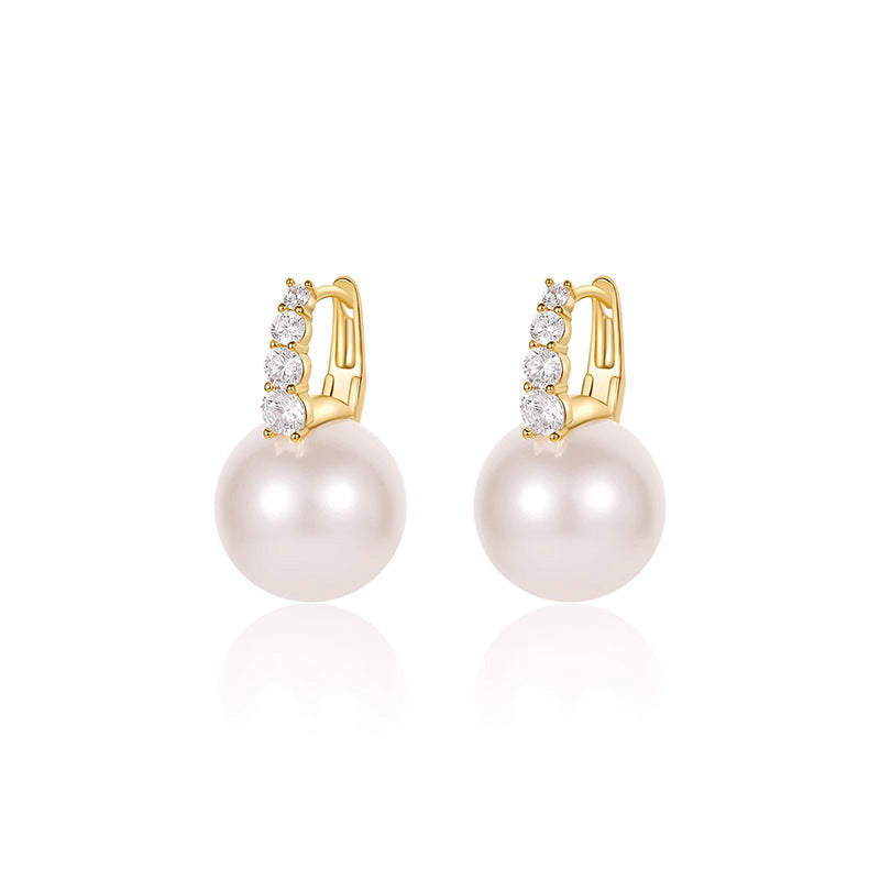 Marielle Vintage-Inspired Pearl Pavé Stud Earrings