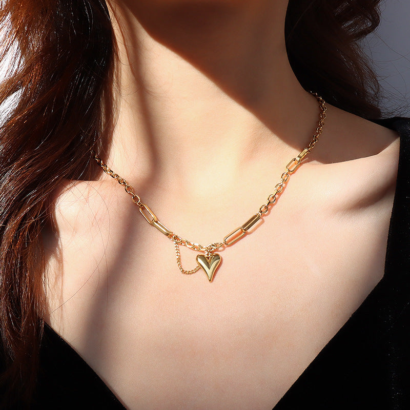 Open Heart Pendant Chain Necklace