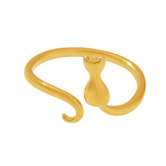 Cat Silhouette Open Stainless Steel Ring
