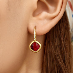 Colored Czech Glass & Cubic Zirconia Drop Earrings