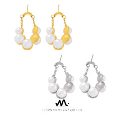 18K Gold-Plated Pearl-Look Bead Hoop Earrings