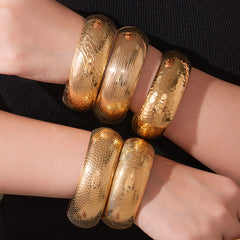 18K Gold-Plated Hammered Wide Bangle Designs