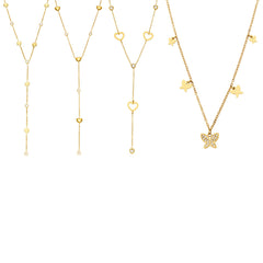 Gold-Tone Heart, Flower & Butterfly Pendant Necklaces
