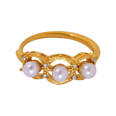 Pearl-Look Triple Bead Ring