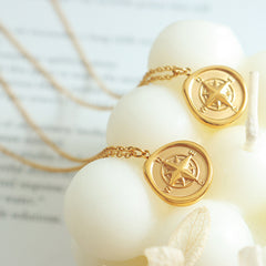 18K Gold-Plated Compass Coin Pendant Necklace