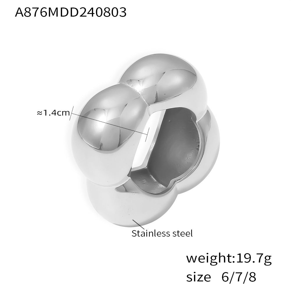 Sculptural Rounded Flower Stainless Steel Ring