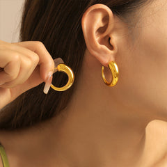 18K Gold-Plated Sculptural C-Hoop Earrings