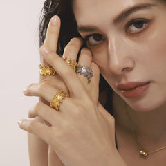 18K Gold-Plated Beaded Open Ring