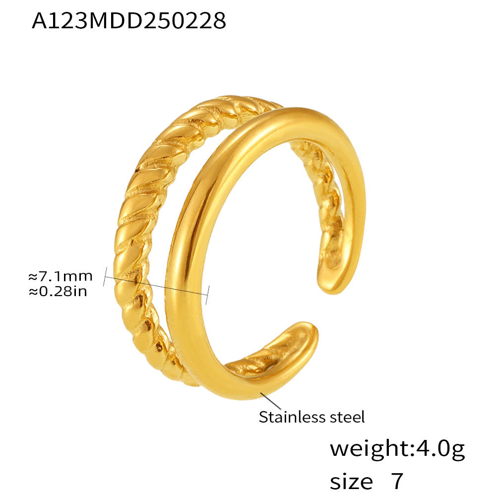 Gold-Tone Braided Double-Line Open Ring