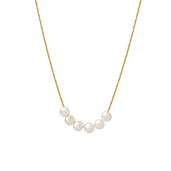 Pearl-Look Beaded Arc Pendant Necklace