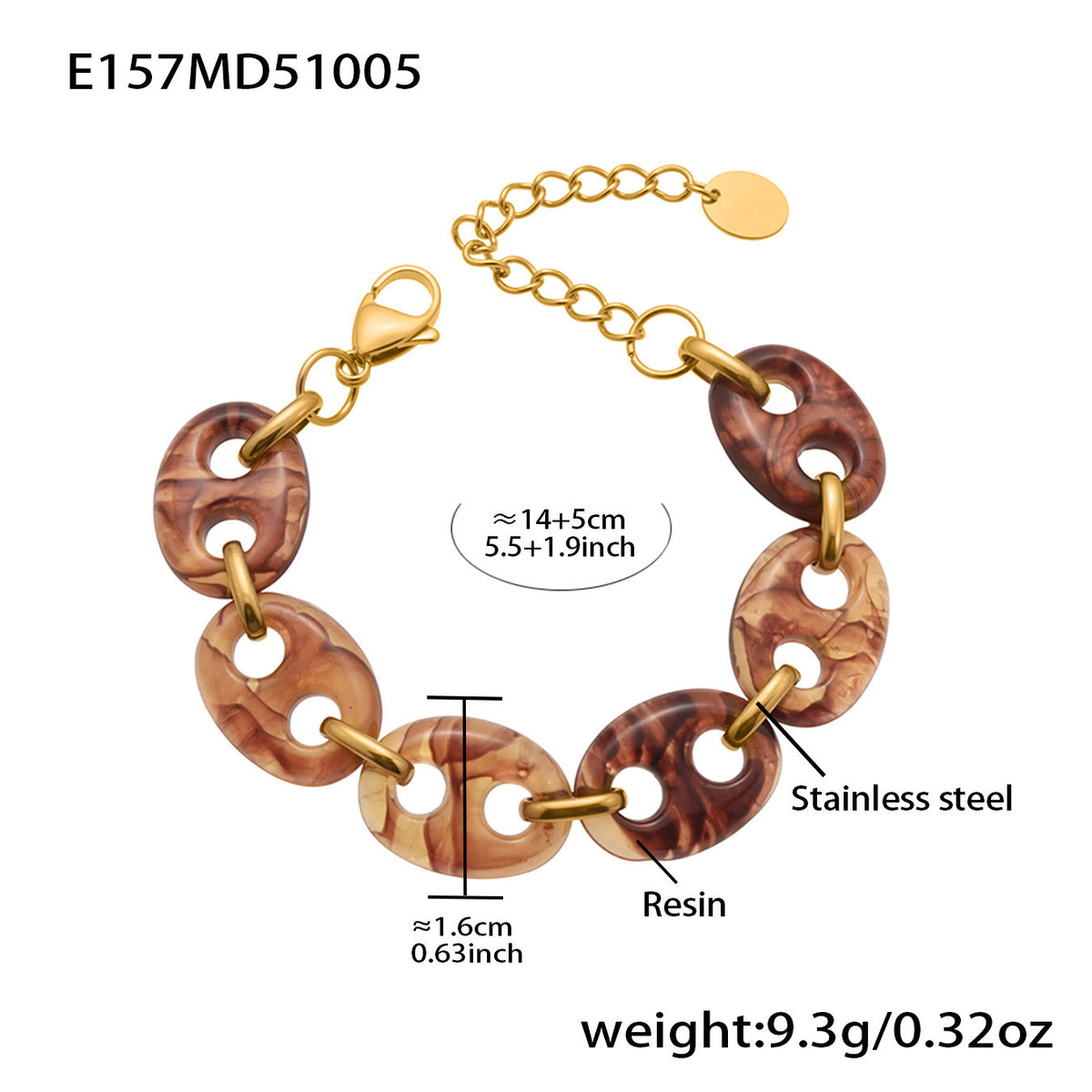 Resin Coffee Bean Link Bracelet