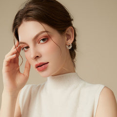 Daphne Vintage-Inspired Pearl Pavé Moon Stud Earrings