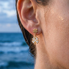 Clover-Motif Stainless Steel Drop Earrings