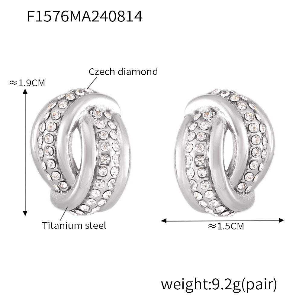 18K Gold-Plated Twisted Stone-Accent Stud Earrings
