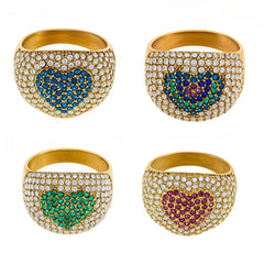 18K Gold-Plated Cubic Zirconia Heart Ring